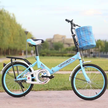 WOLFACE 접이식 성인 자전거, 초등 및 중등 학교 학생, 바구니가 있는 자전거, 도로 자전거, 레저 자전거, 20 인치, 신제품