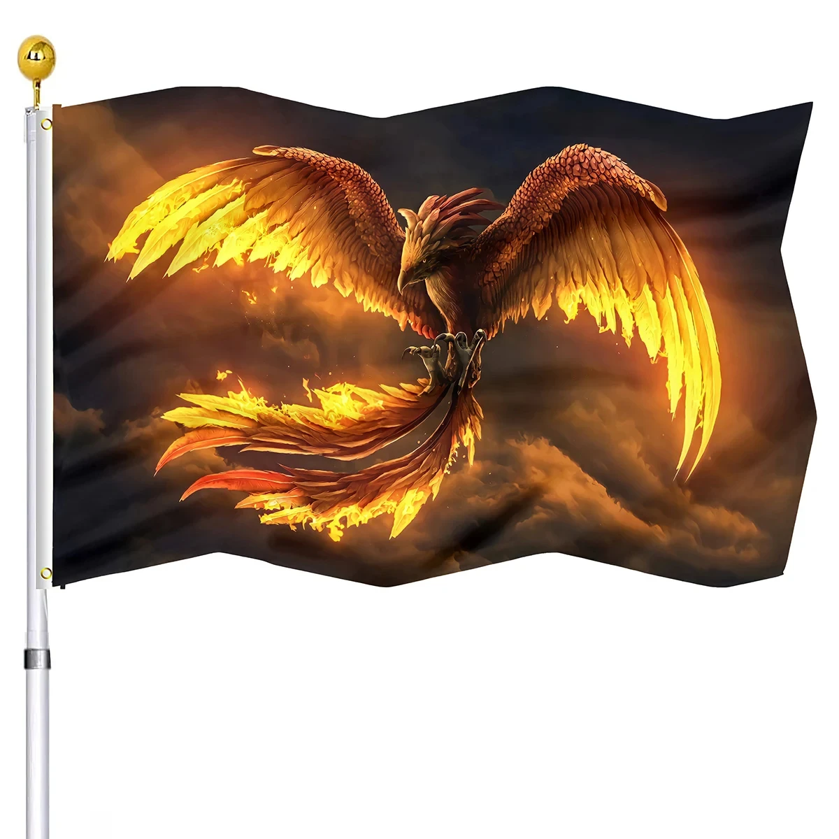 

Огненный Феникс флаг Фэнтези огненная птица двойные сшитые флаги для помещений вечерние уличный Декор флаг яркий цвет с латунными Люверсами