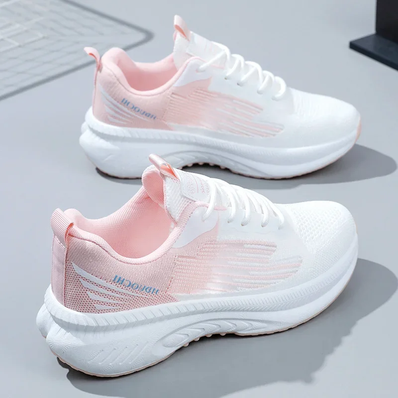 

Summer Breathable Women Sneakers Shoes Mesh Light Flats Casual Female Trainers Walking Running Lace Up Hight Platform Sneakers