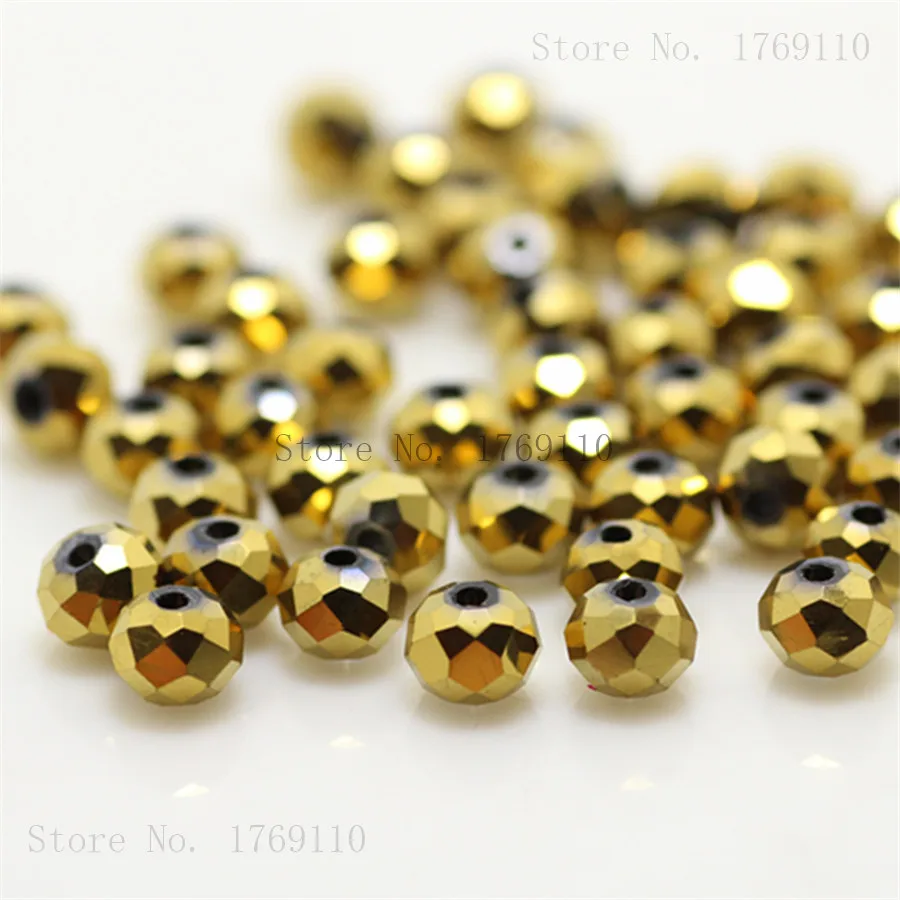 Olive Green Faceted Crystal Glass Rondelle Beads - 50pcs