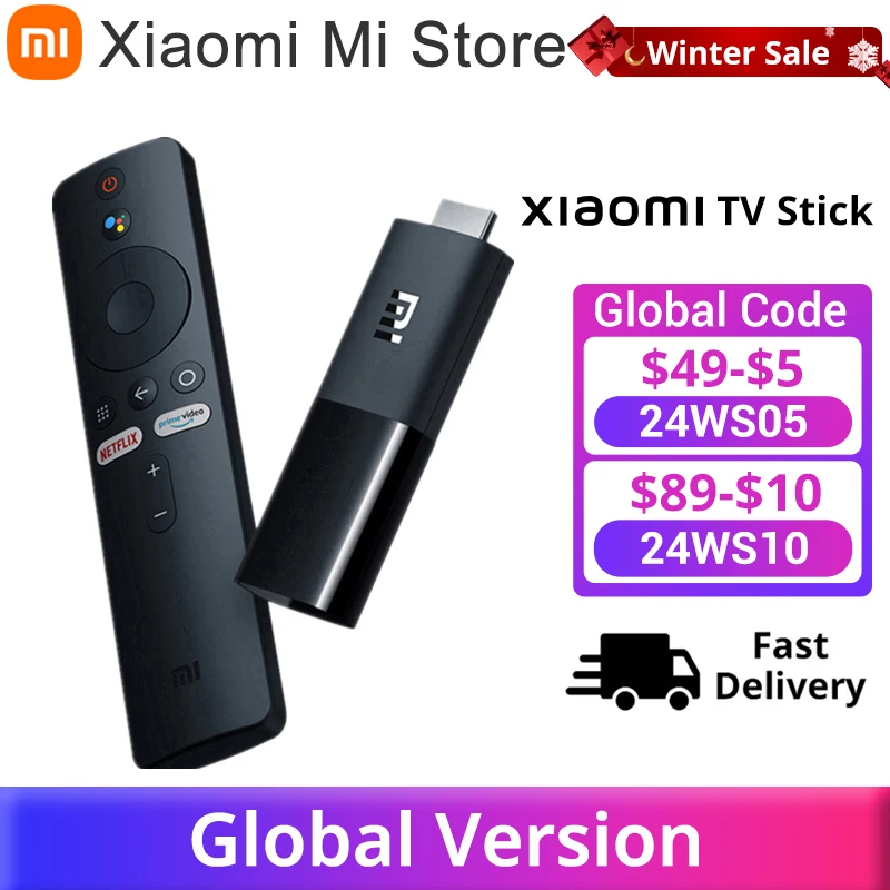 Global Version Xiaomi Mi TV Stick Android TV 9.0 HDR 1080P Portable Mini Dongle Wifi Google Assistant 1GB RAM 8GB ROM