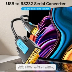 High - Quality USB to RS232 Male Serial Data Cable for Electronics and Extensions (USB to RS232)