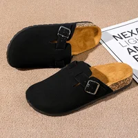 Fashion Suede Cork Slippers For Men Insole Cork Clogs Sandals With Arch Support Clogs Mules Slippers Women Cork Sandals