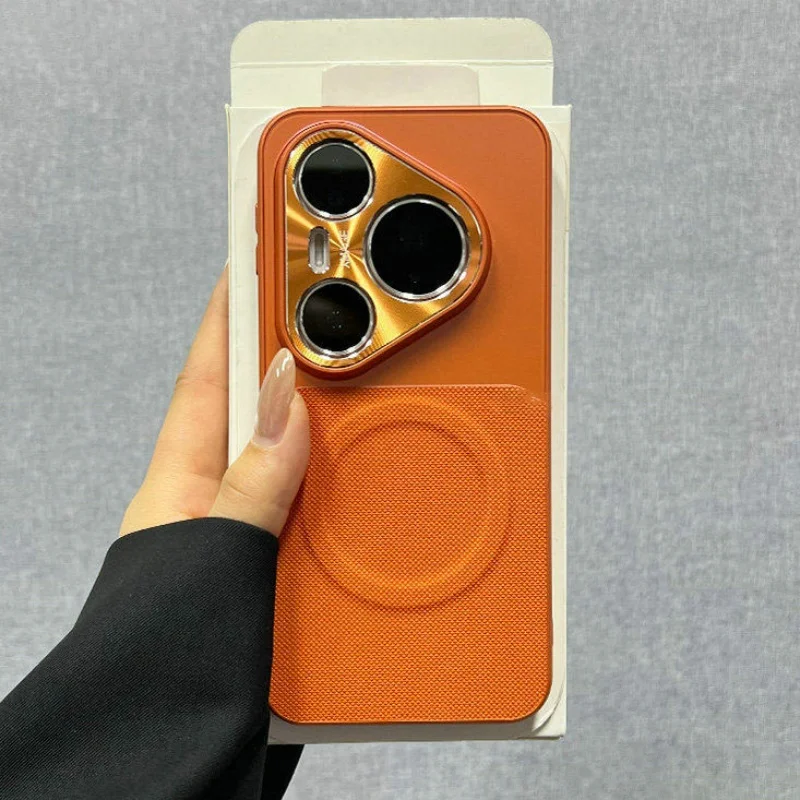 Luxury Fabric Texture Magnetic Armor Case with Wireless Charging Capability