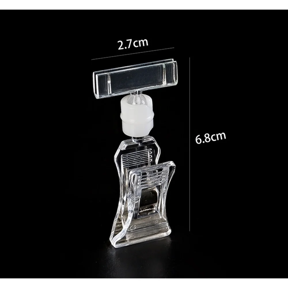 Small Merchandise Plastic Adjustable Label Holder Stand Pop Clamp Display Clips Rotating Swivel Sign Tag For Shelf Tag Card