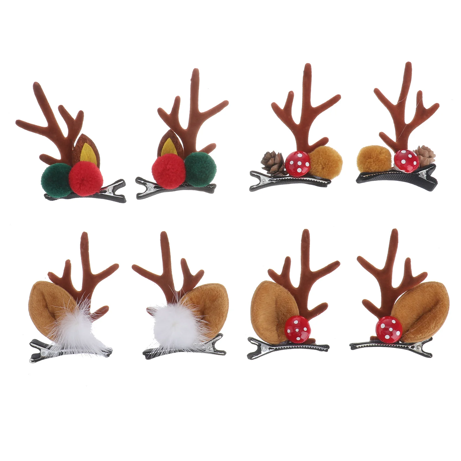 4 Pairs Christmas Hair Clips Lovely Kids Clothess Fawn Horn Headdress Party Headwear for Children Christmas Decoration ( 1 2