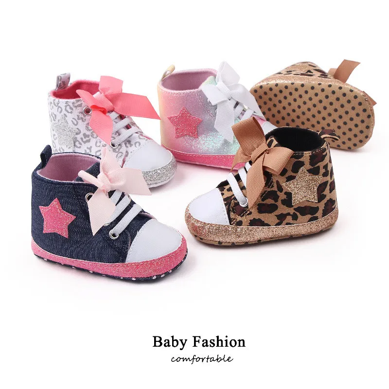 Baby Shoes Sneakers Cute Leopard Infant Soft Sole Crib Shoes Toddler First Walkers Boys Girls Casual Boots