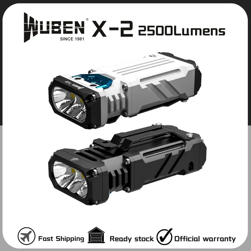 WUBEN X-2 torcia Ultra-compatta ricaricabile di tipo C 2500lumen 6 modalità di illuminazione luce Troch