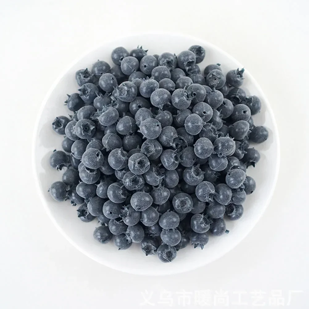 20PCS High Simulation Fruit Plastic Fake Blueberry Photo Props Fruit Home Artificial Food Blueberry Shop Model Decor