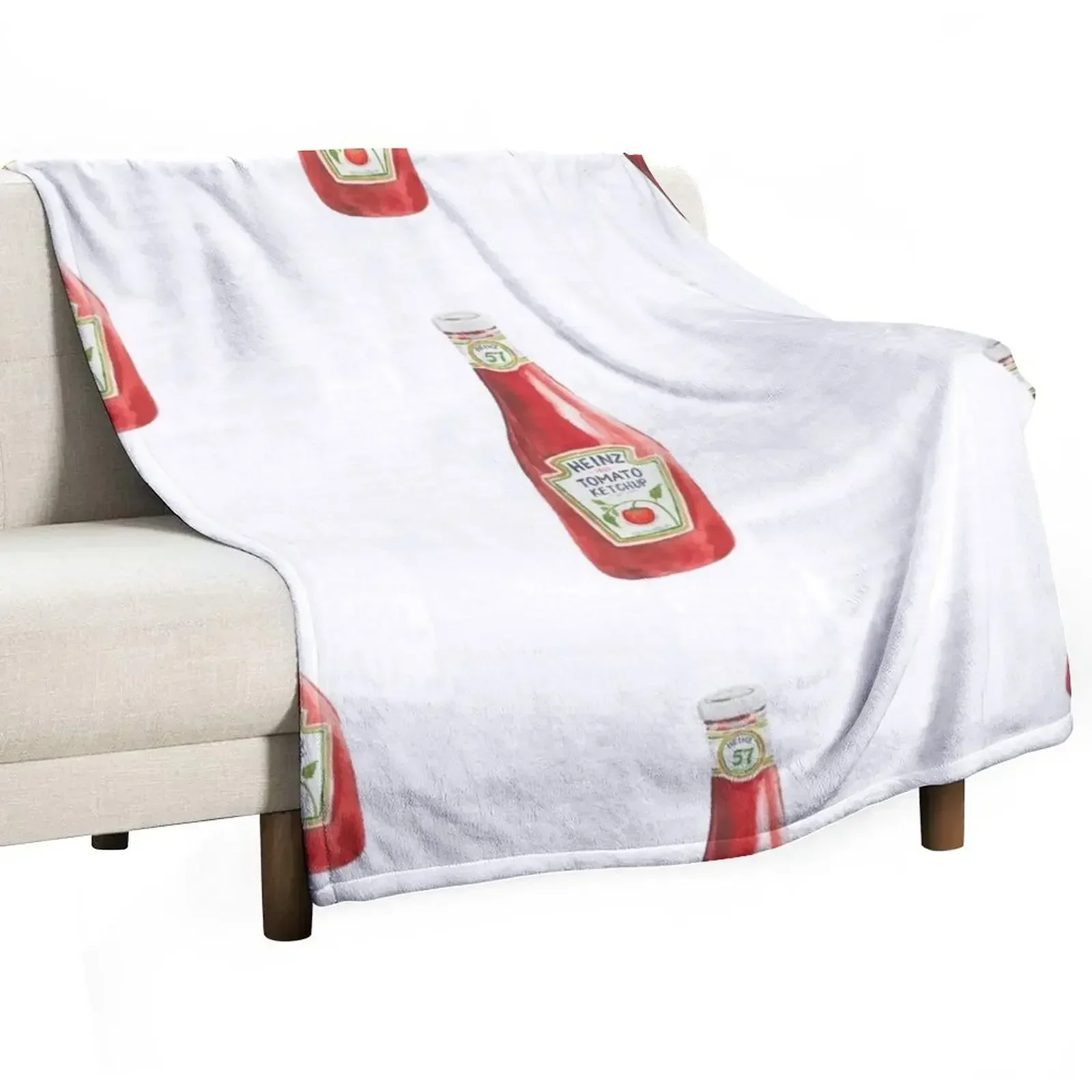 

Classic ketchup bottle watercolor Throw Blanket Summer Furrys Weighted Decoratives Blankets