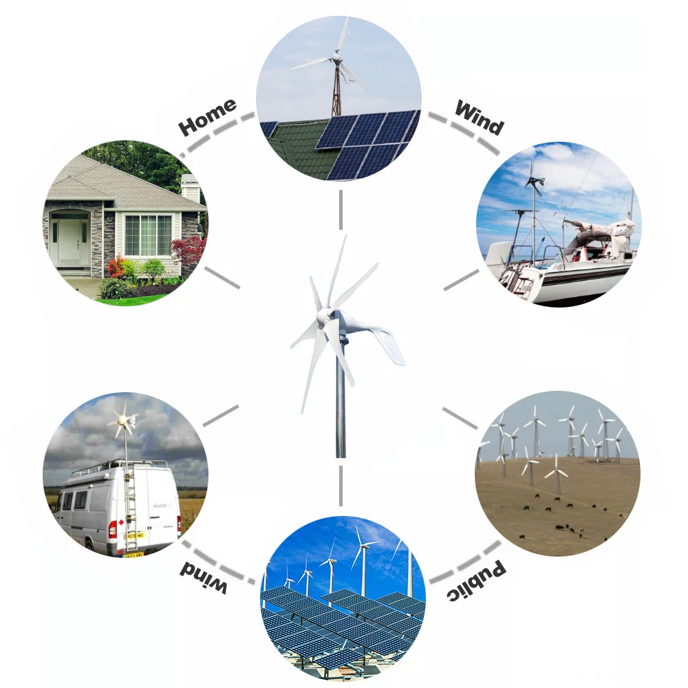 1000w Wind Turbine Generator 12V 24V 48V Free Alternative Energy Windmills MPPT Hybrid Controller Connectable Solar System
