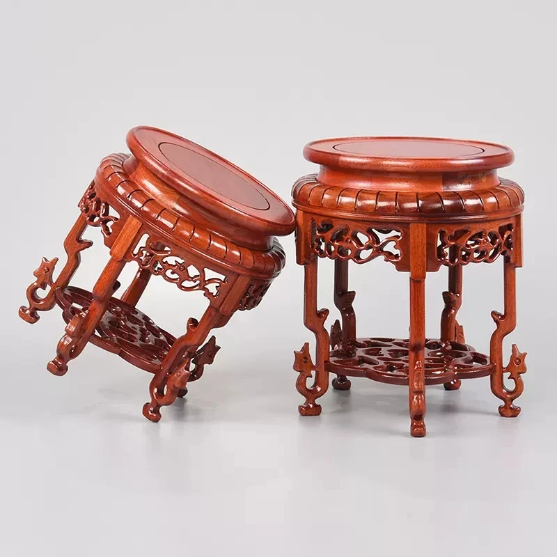 Dalbergia Cochinensis RedWood Carved Bonsai Display Pedestal Vase, Artical Statue, Luxury Collection Base, Classical Design