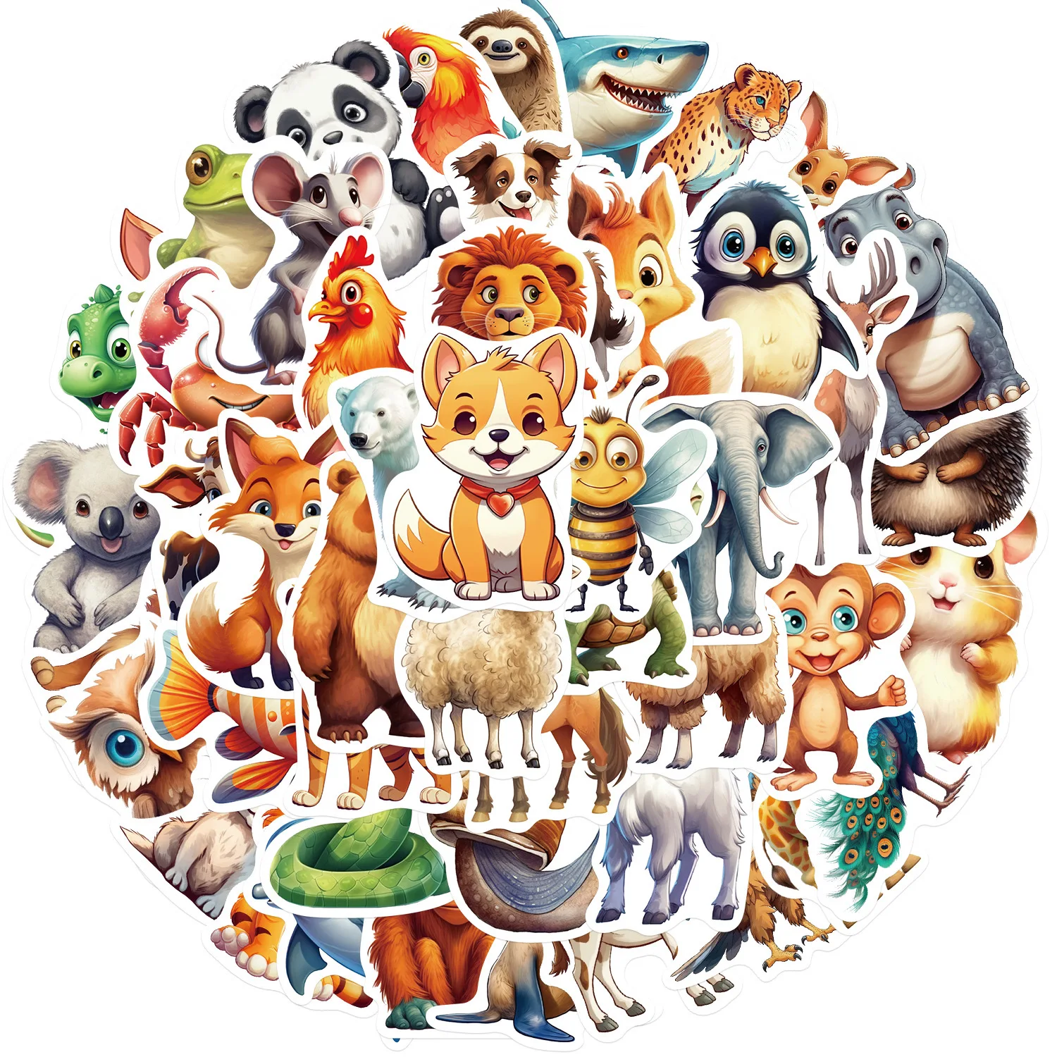 10/50PCS Cute Cartoon Zoo Wild Animals Stickers for Toy DIY Phone Luggage Skateboard Laptop Kawaii Decals Graffiti Sticker