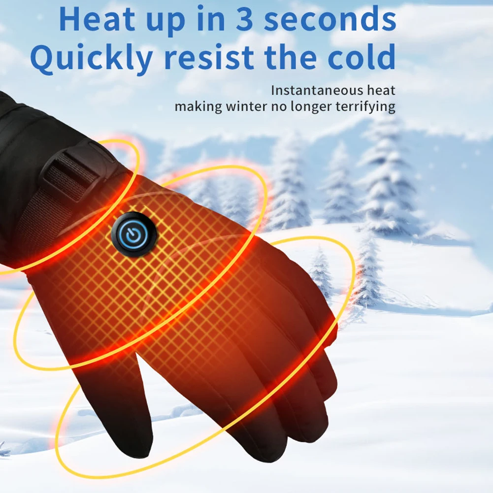 DC Plug in Winter Warm Electric Heated Gloves Heated Gloves Heating Thermal Gloves Touch Screen Winter Ski Gloves for Women Men