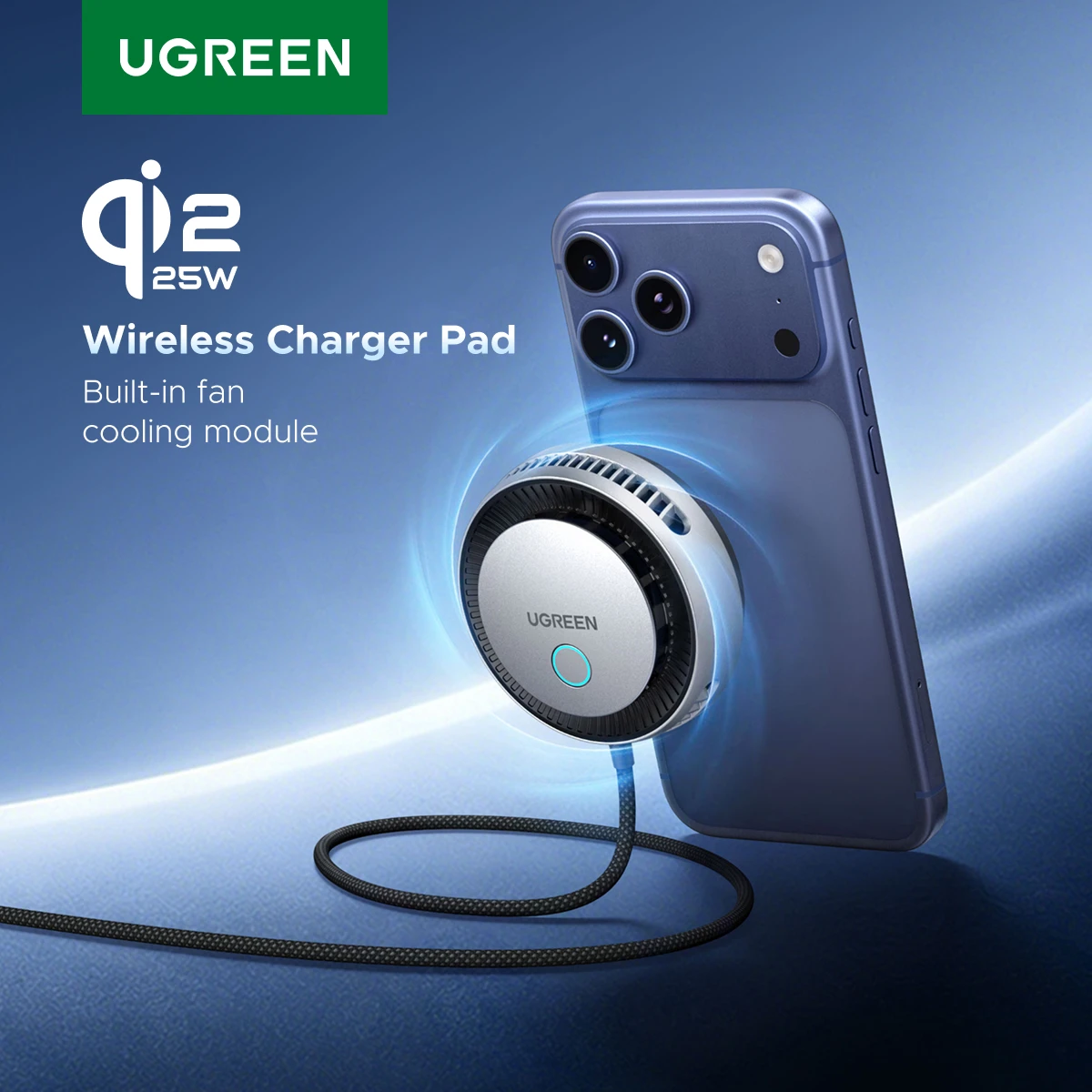 UGREEN MagFlow Pro Qi2.2 25W Magnetisches kabelloses Ladegerät mit Kühlventilator für iPhone 17 16 Pro Max TEC Kühl-Ladepad - AliExpress 202192403