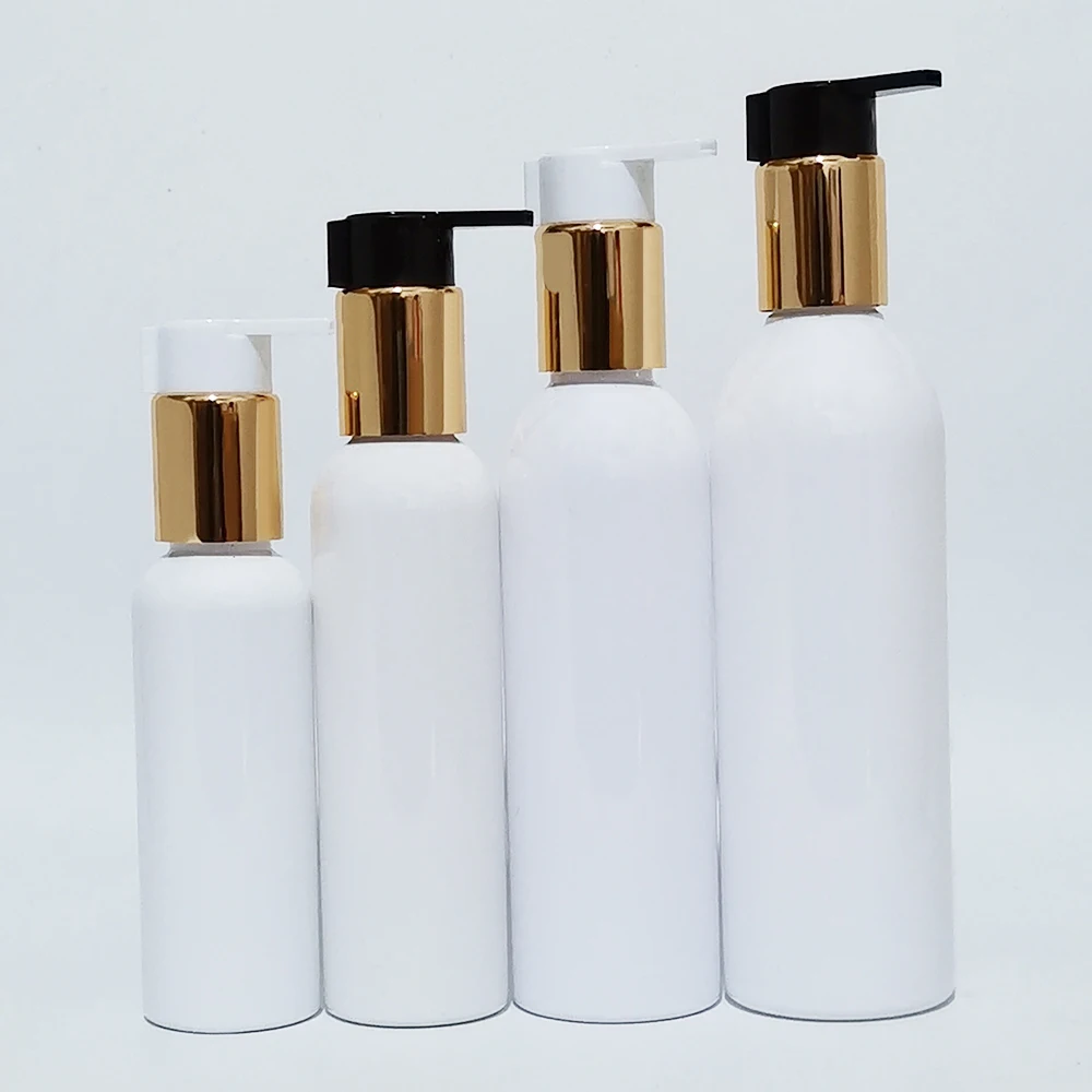 

100ml 150ml 200ml 250ml Empty Plastic Lotion Bottles Container For Personal Care Shower gel Lotion Gold Pump Cosmetic Containers