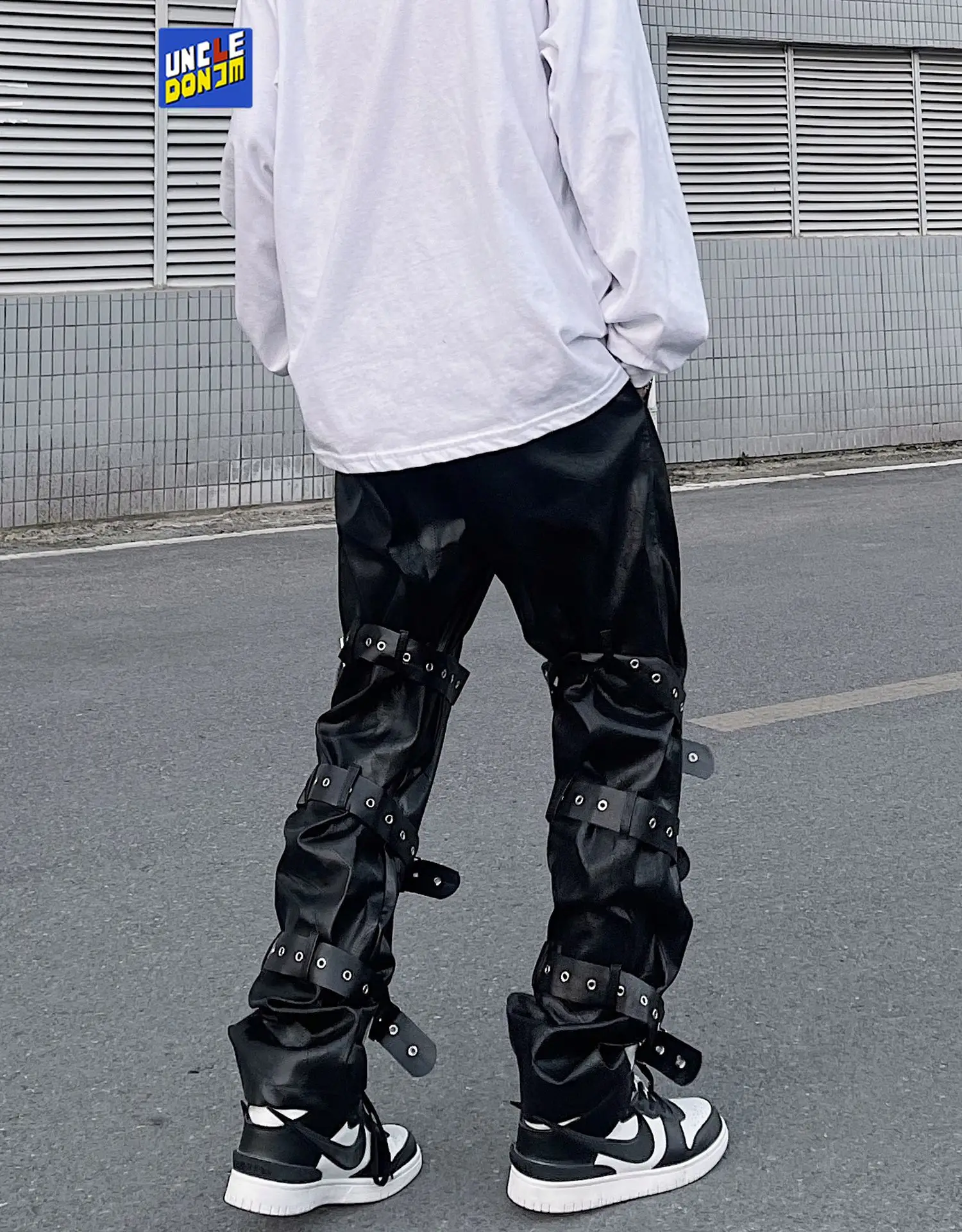 Uncledonjm Pu Leather Pants Hip Hop 