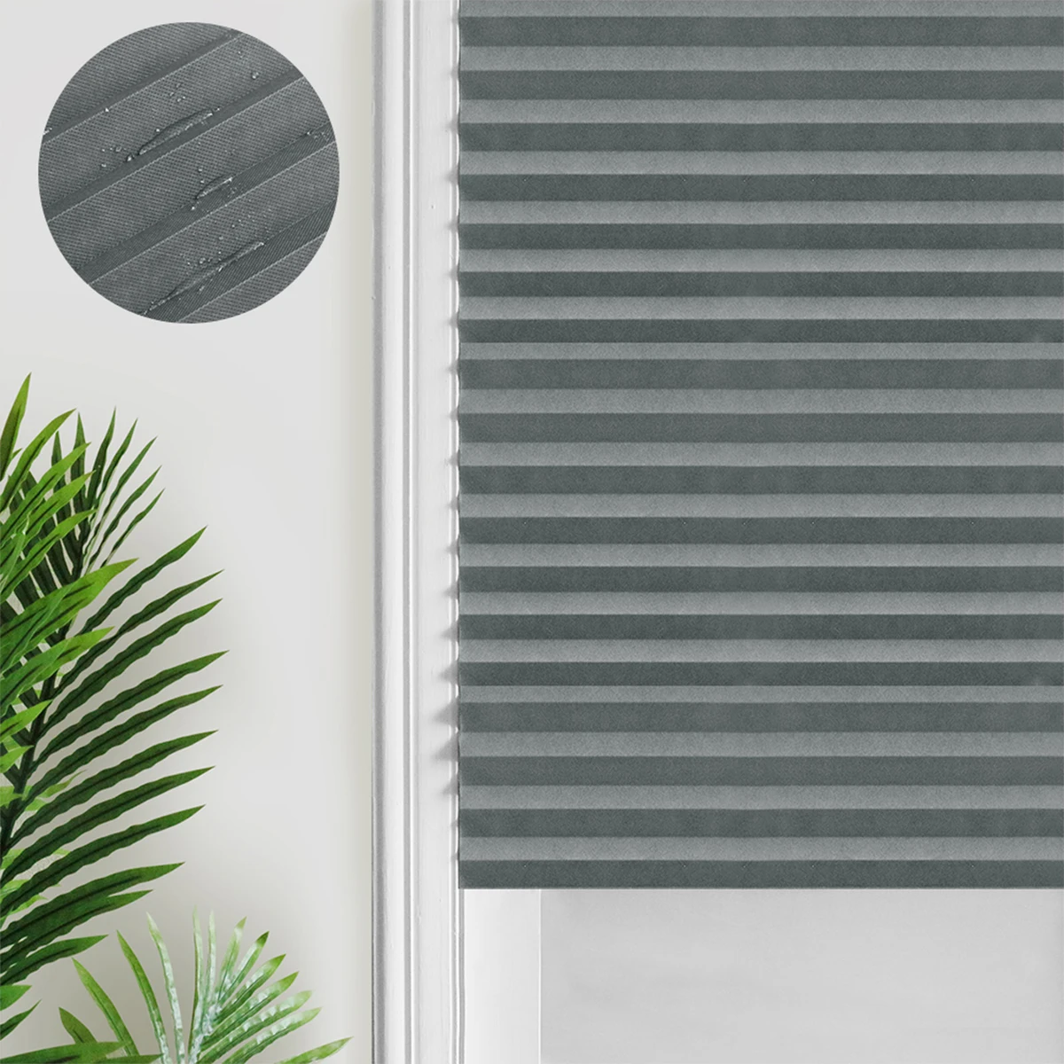 Cordless Pleated Fabric Window Blinds for Bathroom Office Privacy