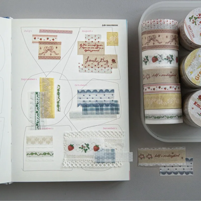 3롤 수제 레이스 시리즈 글리터 샌드 PET 테이프 세트 스크랩북킹 DIY 저널 장식 선물용