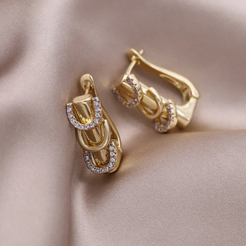 Elegant Two-Tone Zircon Ball Earrings - Chic Korean Fashion Jewelry
