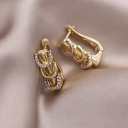 Elegant Two - Tone Zircon Ball Earrings - Chic Korean Fashion Jewelry (Pure Gold Color)