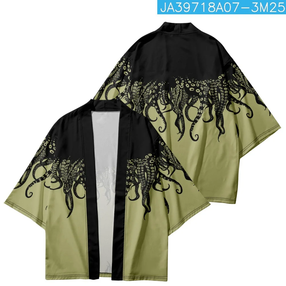 

Пляжный кардиган-кимоно с традиционным принтом для мужчин и женщин, уличная одежда в японском стиле, модные рубашки хаори для косплея, лето 2023