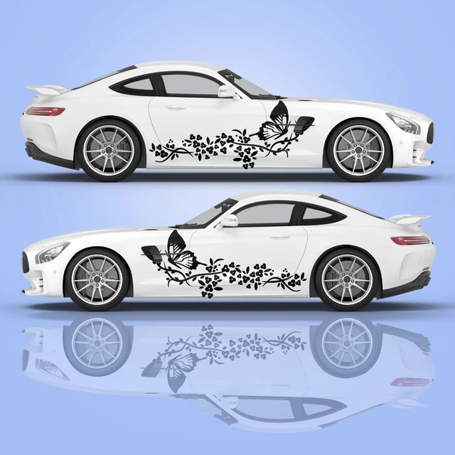 Car Decals - Universal Car Side Body Vinyl Decal Sticker Car Hood Sticker  Butterfly & Floral Graphics Decals Set Waterproof DIY Car Decoration