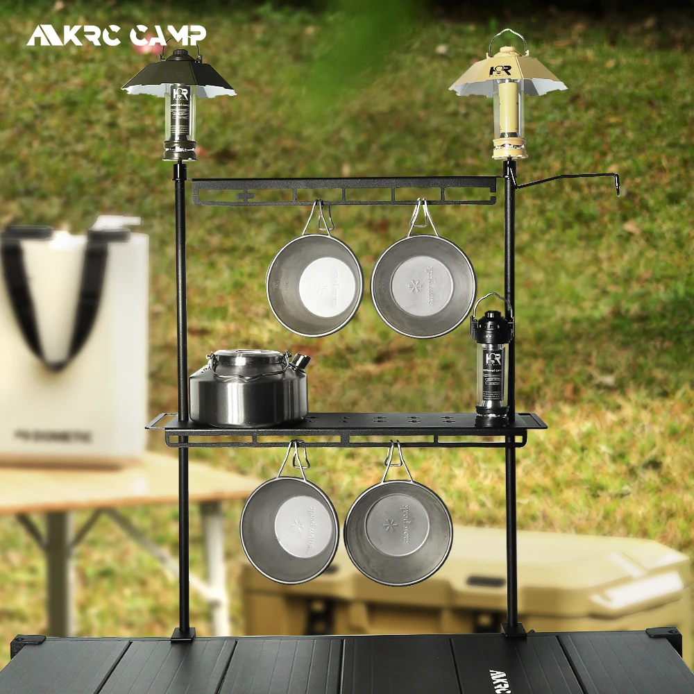 Lightweight Camping Storage Shelf Aluminum Alloy Detachable Organizer Rack Table Lantern Stand Tableware Organizer Supplies