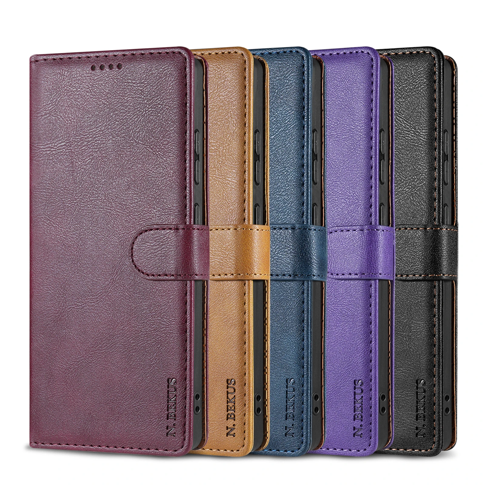 Premium Business Leather Phone Case with Book Flip Design and Card Slots Wallet Cover