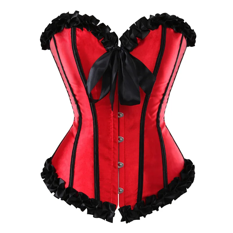 

Corsets and Bustiers Shapewear Lingerie Overbust Corset Plus Size Brocade Women Sexy Corset Vintage Red Pink Green White Blue