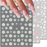 3d Nail Art Stickers Spring Summer White Daisy Florals Flowers Leaves Fruits Decals For Nails Decoration Manicure Salon Beauty 1