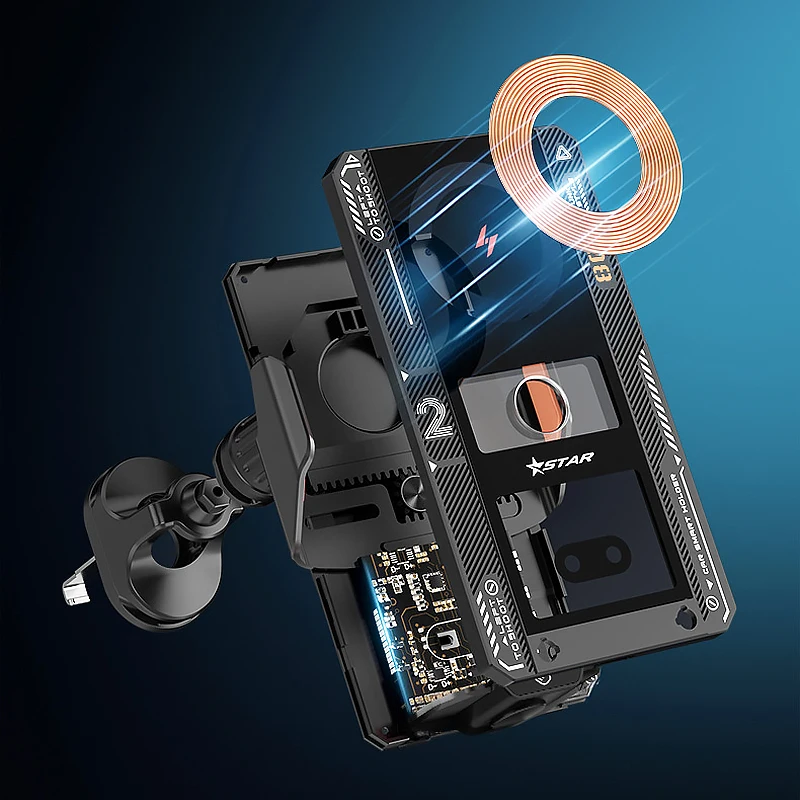Wireless Charging Car Phone Mount with Magnetic Holder and Ambient Mood Lighting