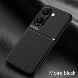 Luxury Leather Magnetic Case - Soft Frame Silicone Protective Back Cover for Poco X8 Pro (MW - Black)