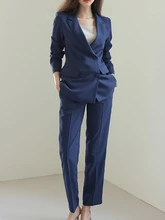 

Spring Autumn Fashion Women Blazer Pantsuit Long Sleeve Elegant Jacket+Pencil Pants 2 Pieces Set Female Business Trousers Suit