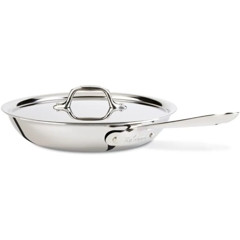

All-Clad D3 3-Ply Stainless Steel Fry Pan 10 Inch Induction Oven Broiler Safe 600F Pots and Pans, Cookware Silver