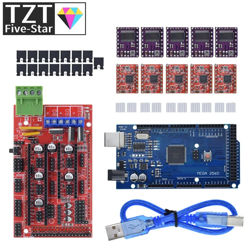 3D-Drucker Mega 2560 R3 + RAMPS 1.4 Bedienfeld + 5 Stück A4988 oder DRV8825 Schrittmotorantrieb für 3D-Drucker-Kit für Arduino-Kit