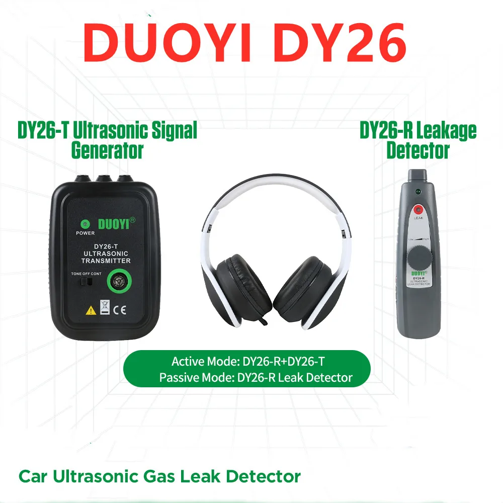 

A+ DUOYI DY26 DY26A Ultrasonic Gas Leak Detector Water Freon Car Detector Tool Set Outdoor & closed container Leak Tester