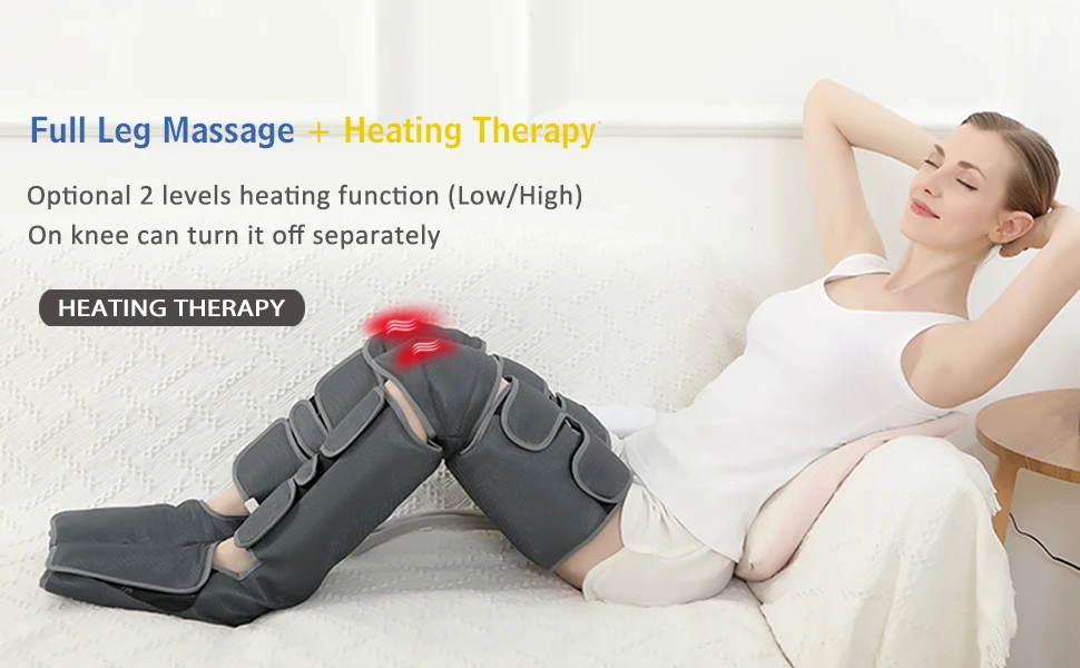 Benmassager Luftkompression til cirkulation Lægfødder Lårmassage Muskelsmertelindring Knæ Varme Lymfe_voghion.com