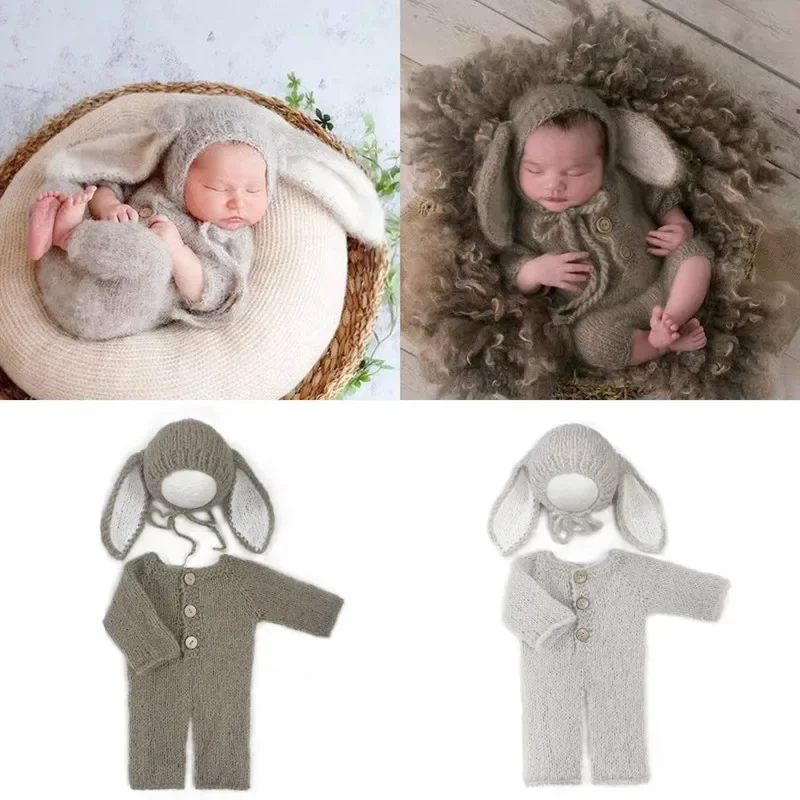 Neonato Fotografia Orecchie Di Coniglio Abbigliamento Studio Baby Photo Prop Accessori Vestiti Lavorati A Maglia Abiti