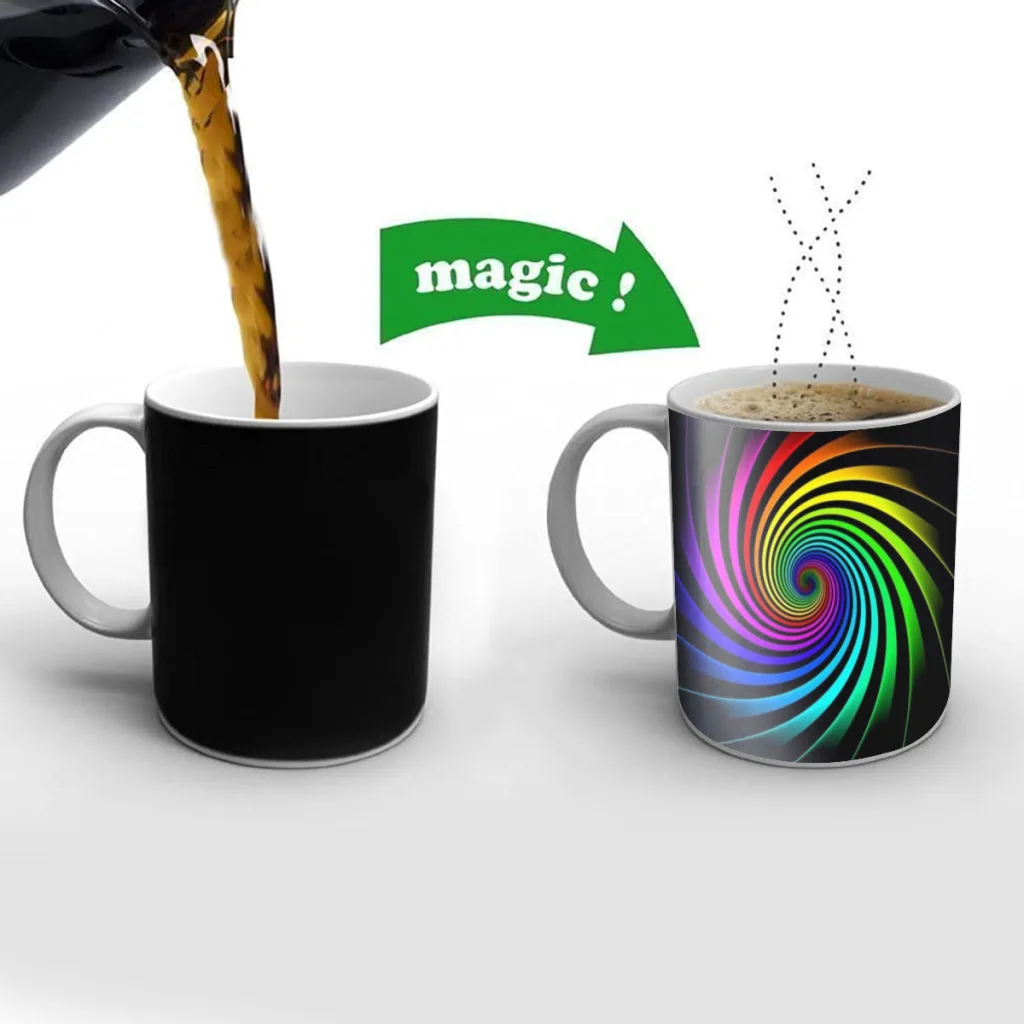 

Vertigo Hypnotic Funny Tea Coffee Mugs Thermal Color-changing Cups Milk Cup Wedding Gifts