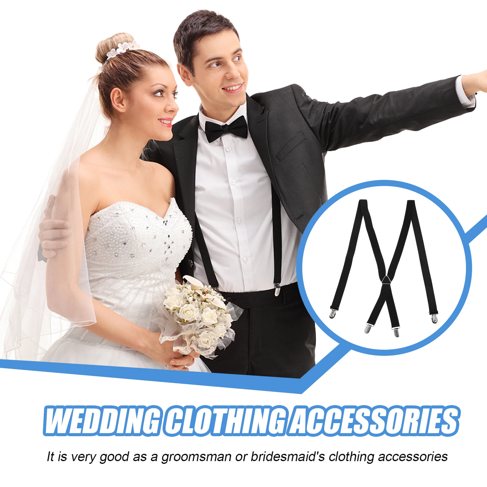 Men Women Suspenders Universal Adjustable Elastic Band Unisex Pants Clips