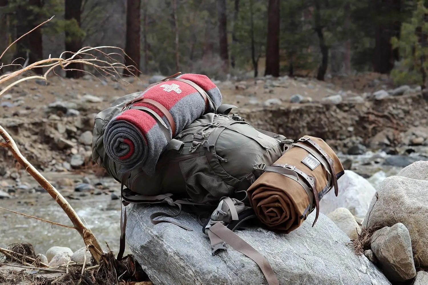 1844 Handmade Waxed Canvas Cowboy Bedroll-Camping Bed Roll with Leather Straps and Zipper-Waterproof Waxed Canvas