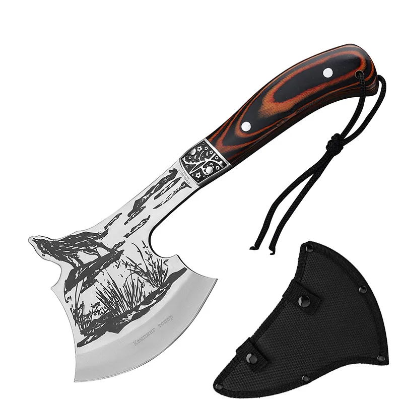 Outdoor stainless steel high hardness fire axe, household bone chopping axe, camping portable logging survival axe 6