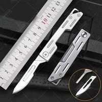 WXCOO Stainless Steel Folding Knife Pocket Knife Blades Hobby Knife Kit Carving Metal Scalpel Knife Craft Knife 23 Carbon Steel 5