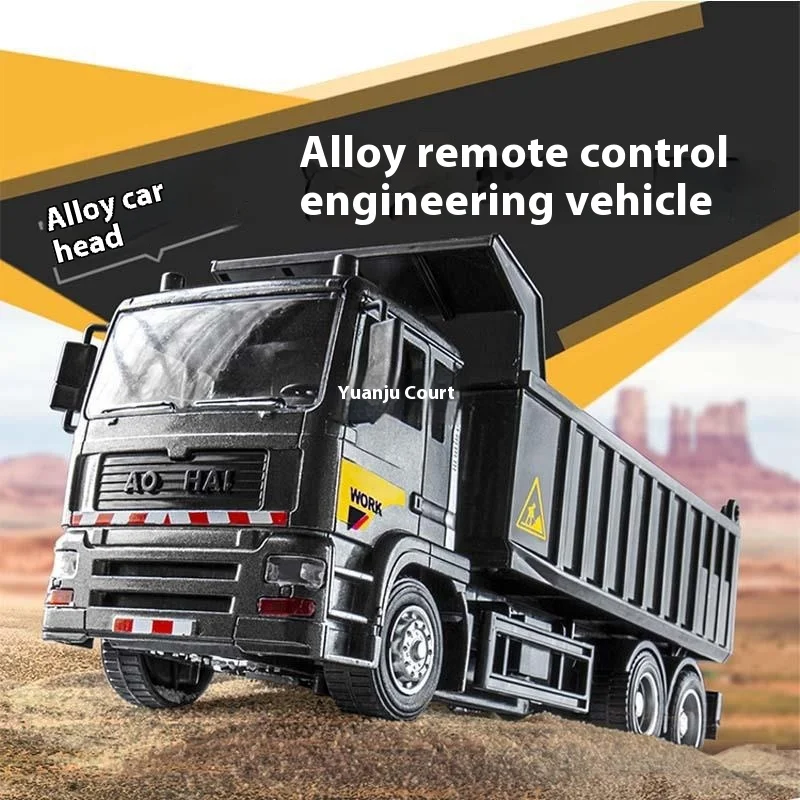 In Stock New Black Remote Control Car Large AlloyDump Truck Engineering Truck Boy Toy  Rc Dump Truck Birthday Surprise Gift 4
