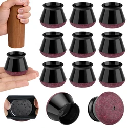Small Chair Leg Protectors for Hardwood Floors - 24 Pcs Silicone Caps with Felt Pads for Enhanced Floor Protection (Black)