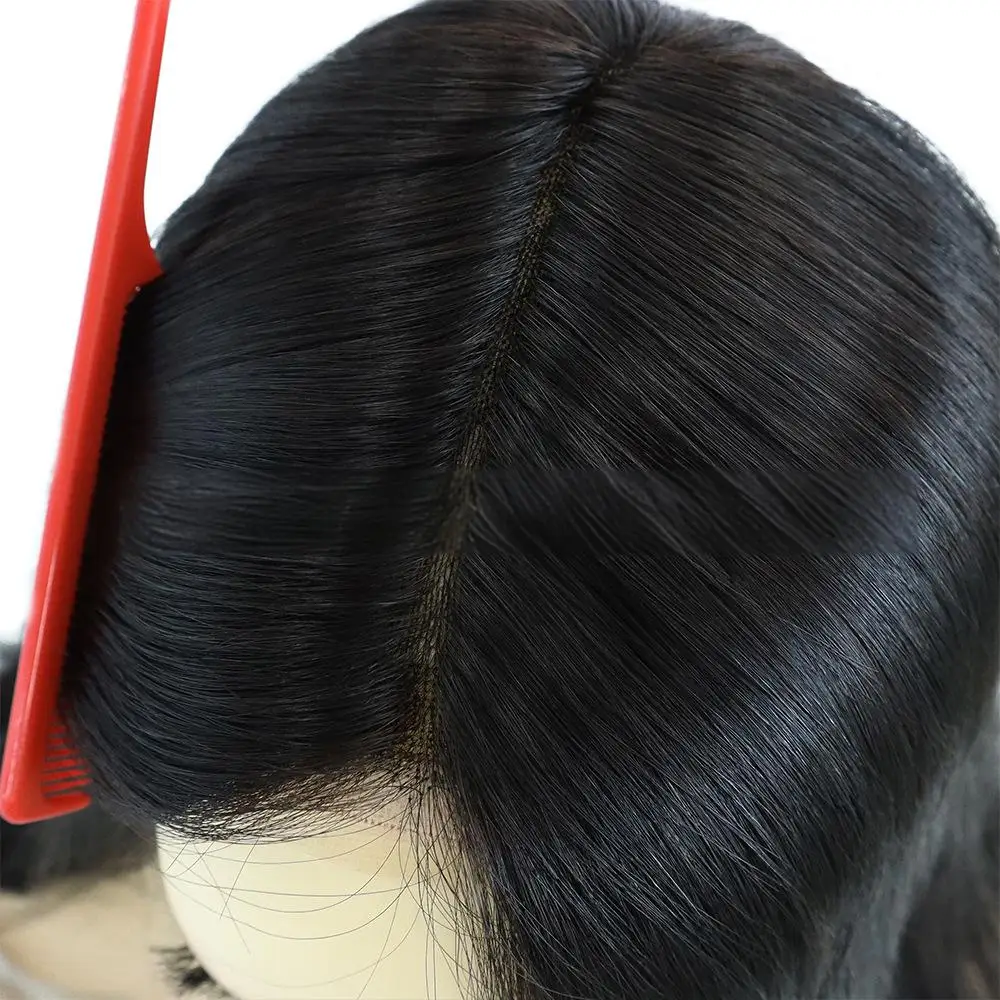 Chinese Cuticle Remy Hair Medical Wig French Lace In Front With Fine Mono Lace