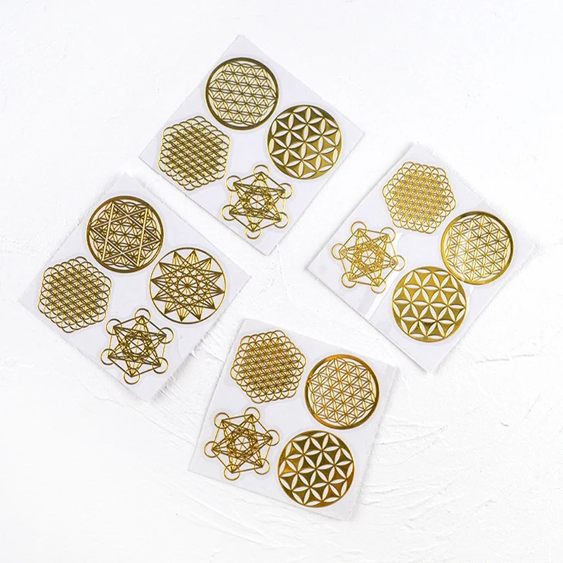 Wall Stickers Gas Pump Stickers Floor Stickers 16Pcs/Set Metal Energy Decor Sticker Flower Of Life