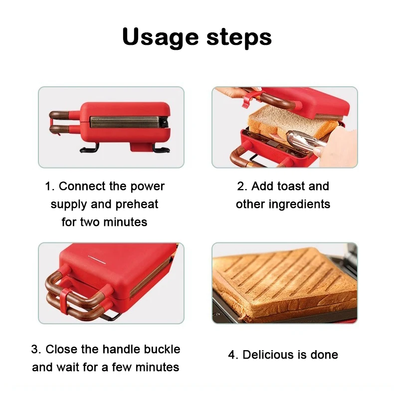 Description Picture 4 of itemDMWD Multifunctional Sandwich Machine Electric Frying Pan Breakfast Light Food Waffle Maker DIY Muffin Maker Oven Grill Toaster