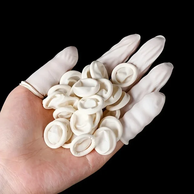 100Pcs Disposable Fingertips Protector Gloves Natural Rubber Non-slip Anti-static Latex Finger Cots Fingertips Durable Tool 4